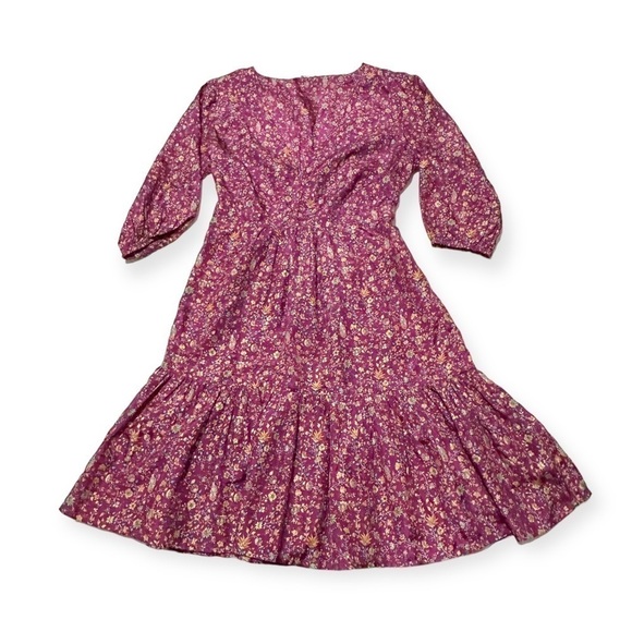 Mes Demoiselles Floral Print Silk Dress In Purple, Size 36EU/US4 - Picture 5 of 14
